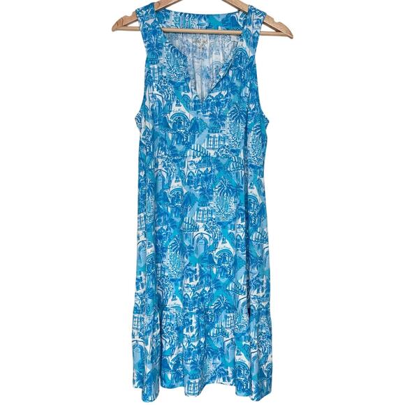 Lilly Pulitzer Lindy Dress Amalfi Blue Sunny State of Mind Sleeveless | SZ M - Picture 5 of 14